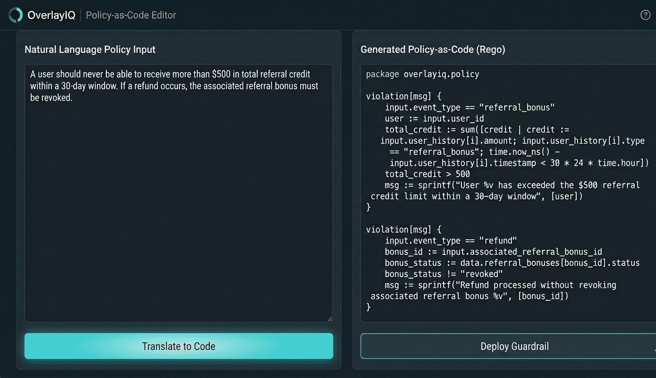 Policy-as-Code Editor - Natural language to executable rules
